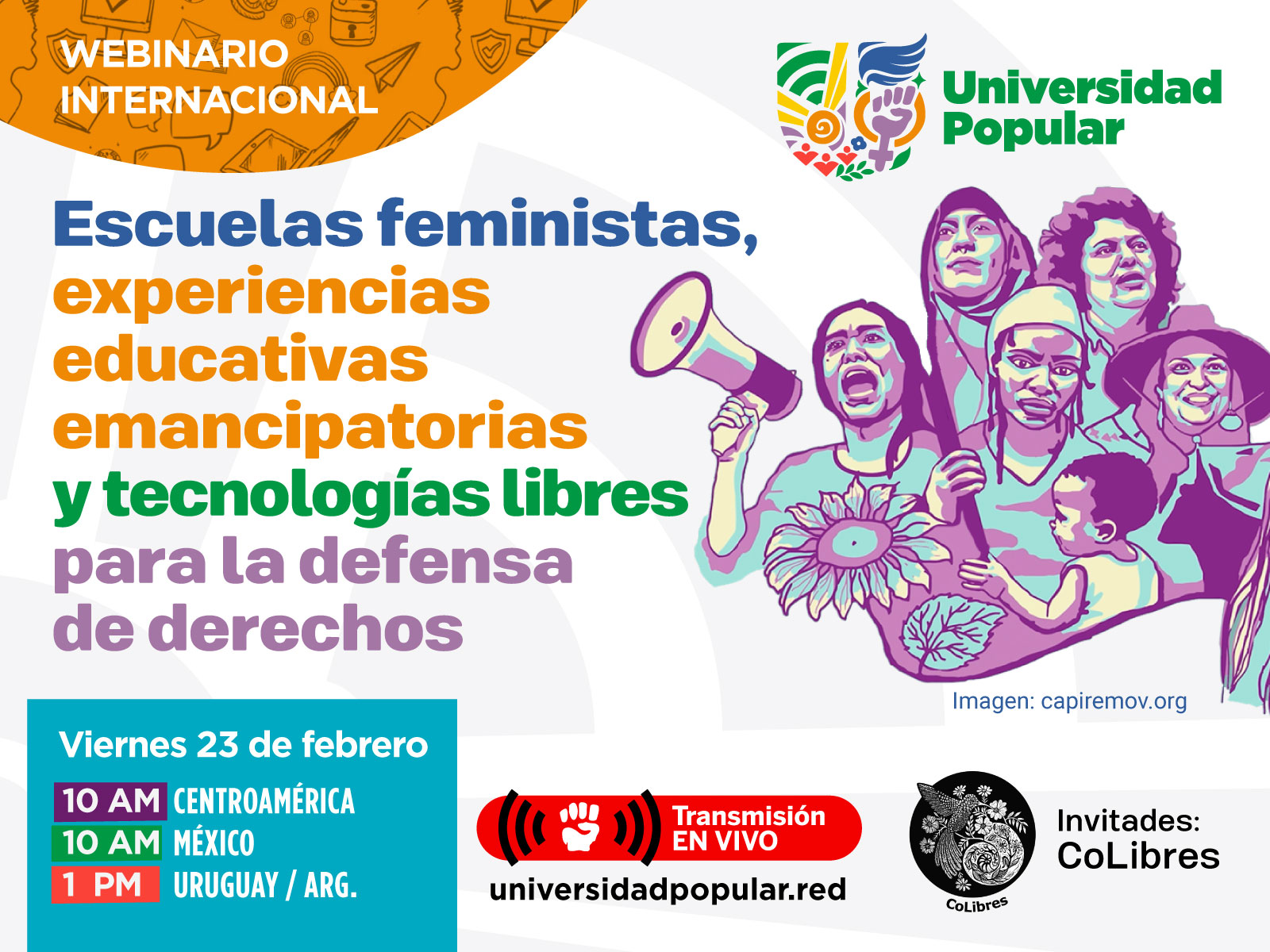 Webinario "Escuelas feministas, experiencias educativas emancipatorias y tecnologías libres para la defensa de derechos".