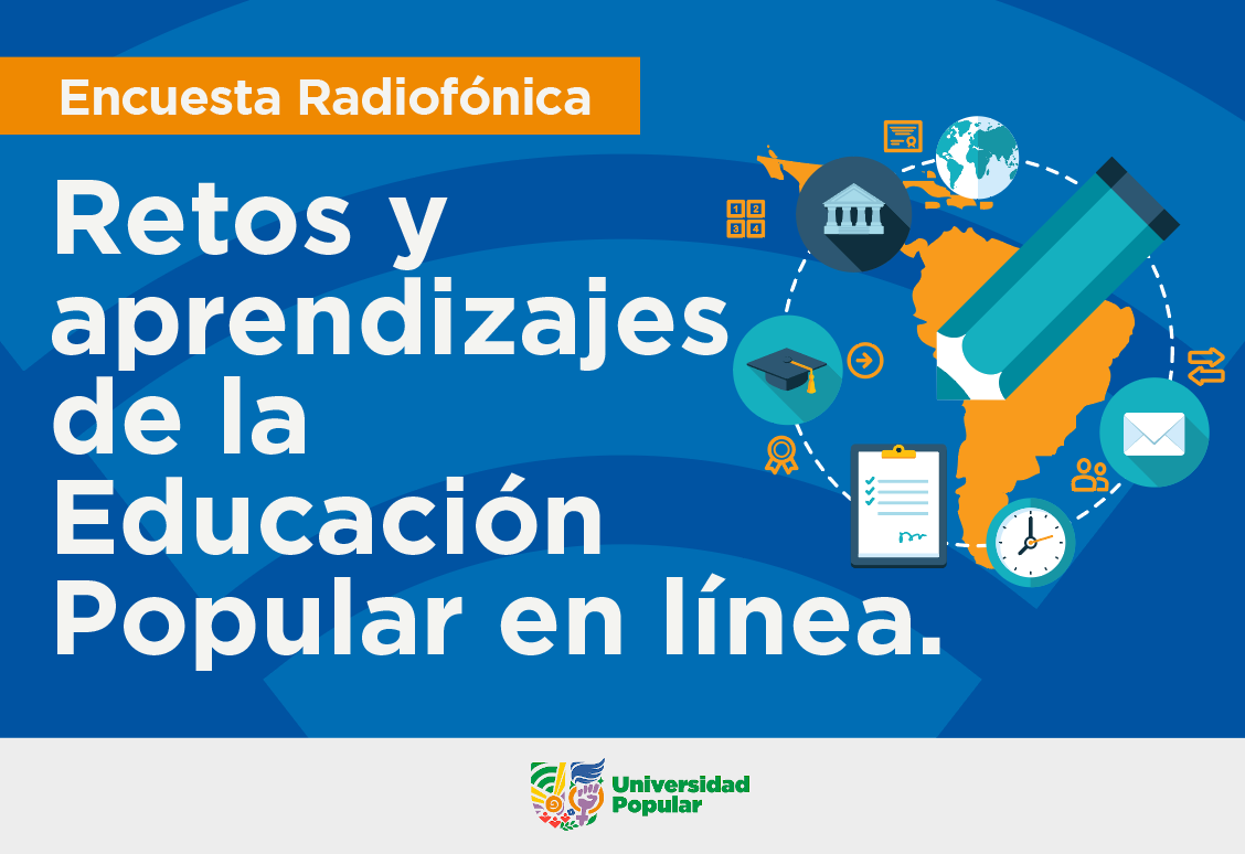 Flyer del podcast "Retos y aprendizajes de la educación popular en línea".