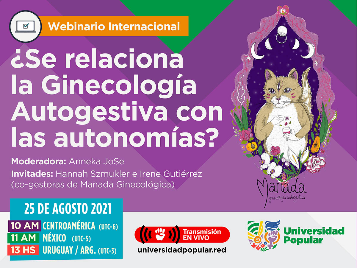 Flyer del webinario "¿Se relaciona la ginecología autogestiva con las autonomías?".